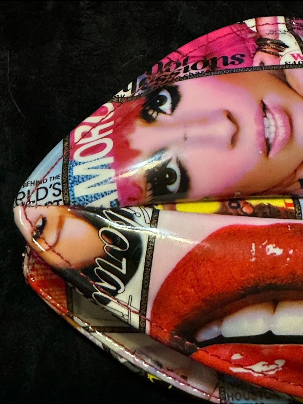 Lips Shaped Magazine Collage Clutch - Multicolor